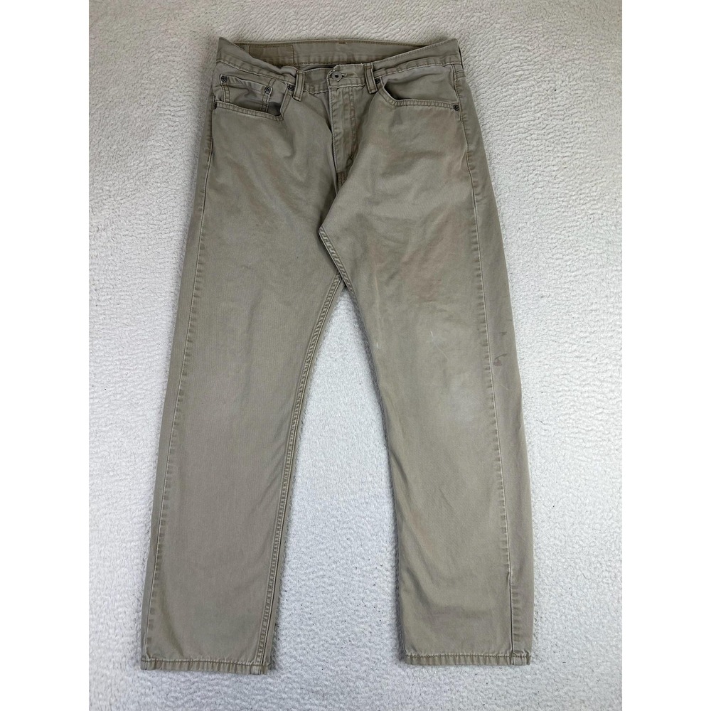 Levis 505 Jeans Mens 32x30‎ Beige Khaki Straight Regular Denim 00505-1167
